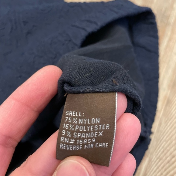 J McLaughlin navy blue dress knee length long sleeve v neck xs jacquard collar - Picture 6 of 8